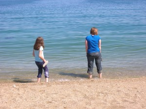Daughter and Soph paddling