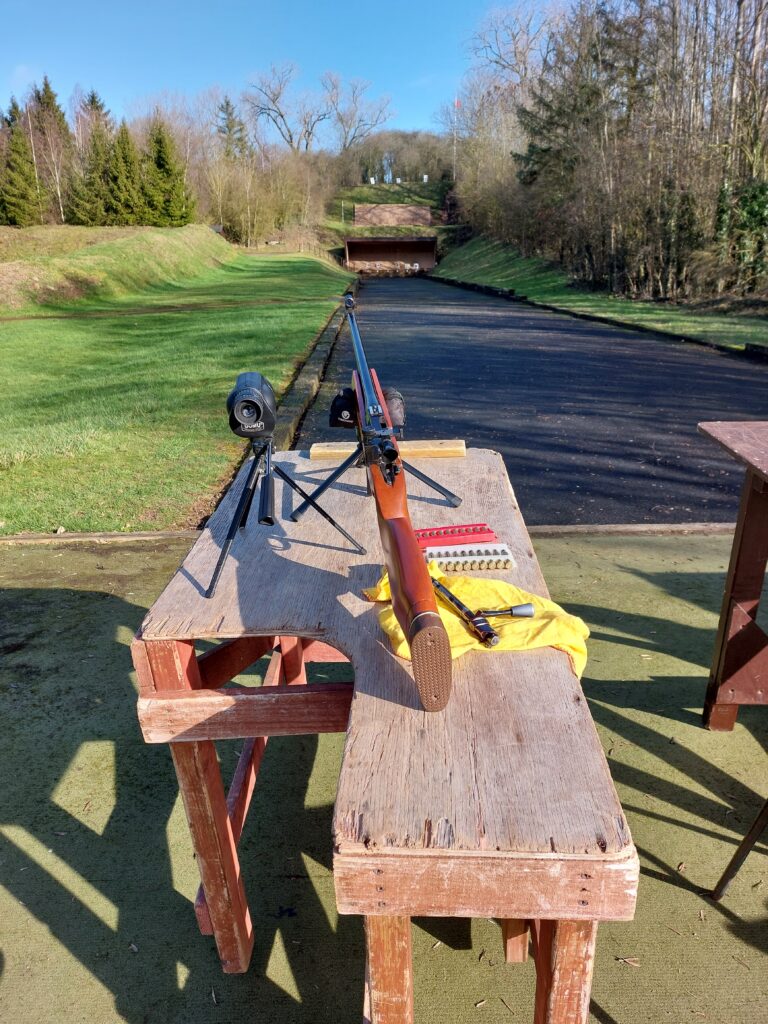 A Parker Hale 308 (7.62mm) rifle on a 100m range